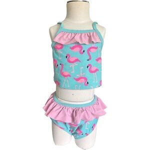 Baby Girls Starting Out Flamingo Print 2 Piece Tankini Swimsuit - Sz 18 mo
